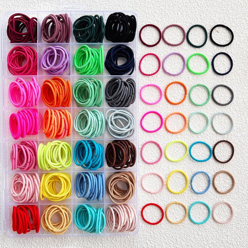 ELEMIRSA Baby Girl Hair Ties, 420pcs Small Hair Ties for Toddler Fine Hair Little Girl Tiny Finger Colorful Multicolored Hair Rubber Elastics with Organizer Box, 28 Multicolors 0.8 Inch in Diameter - Image 2